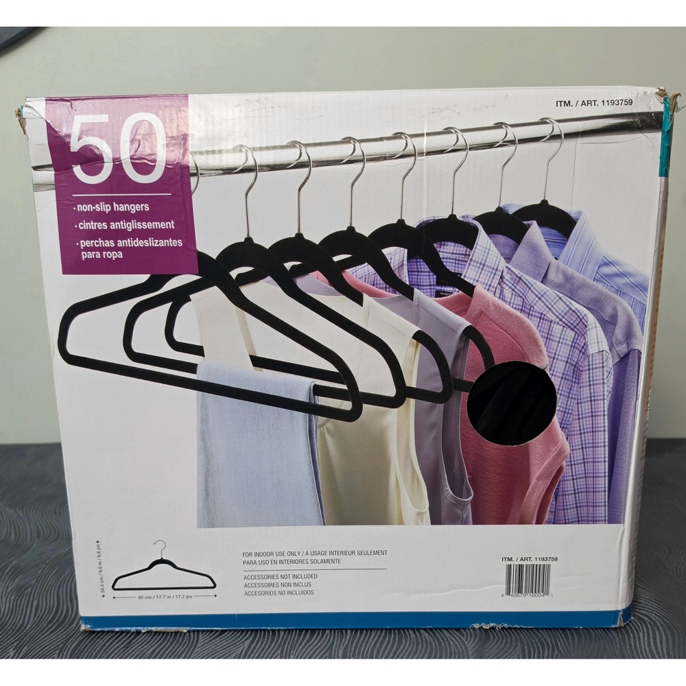 Non-Slip Velvet Hangers 50 Pack Black Space Saving Swivel Hook